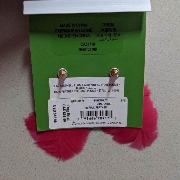 NWT Kate Spade Feather Earrings - Picture 3 of 4